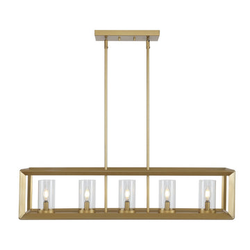 Anna 38.5" Linear Metal/Glass LED Pendant - JONATHAN Y